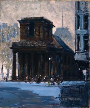 ジョージ・ラックス Painting - キングスチャペル ボストン 1923年 ジョージ・ラックス 都市景観 ストリートシーン